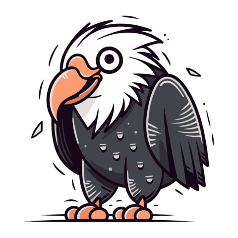 Cartoon bald eagle. Vector illustration isolated on a white back