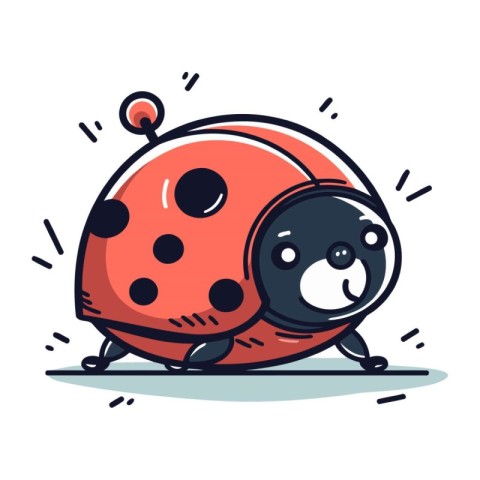 Ladybug cartoon character vector illustration. Cute ladybug vect