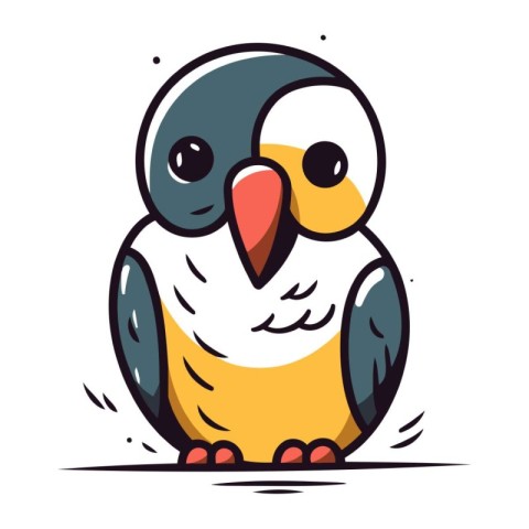 Cute cartoon parrot. Vector illustration isolated on white backg