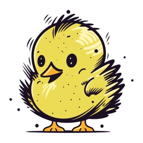 Cute little chick. Hand drawn vector illustration isolated on wh