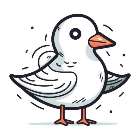 Cute cartoon seagull. Vector illustration isolated on white back