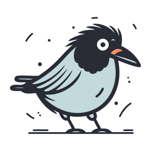 Cute cartoon crow. Vector illustration in doodle style.