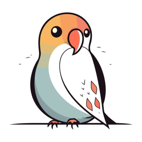 Cute parrot. Vector illustration isolated on a white background.