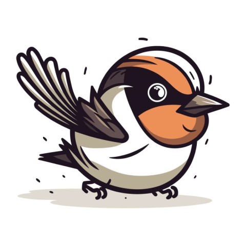 Vector illustration of a cute cartoon bullfinch bird on white ba