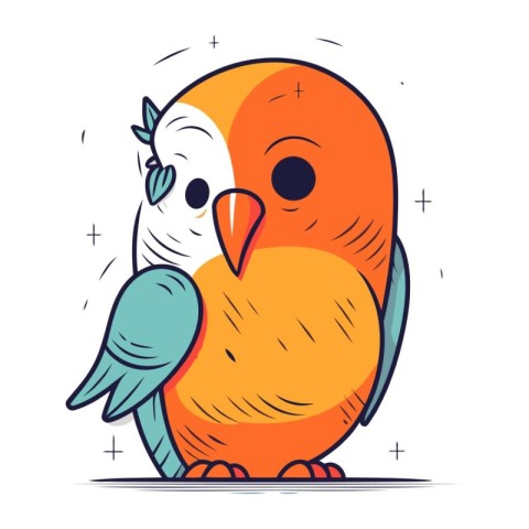 Cute parrot. Vector illustration in cartoon style isolated on wh