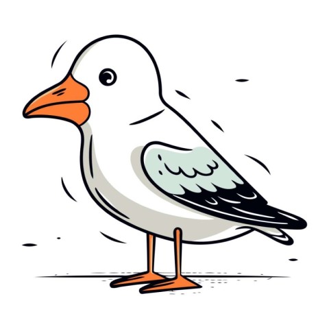 Vector illustration of a seagull isolated on a white background.