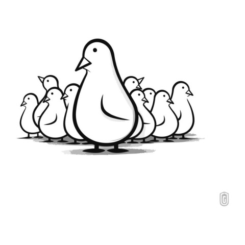 Duck and chicks. Vector illustration isolated on a white backgro