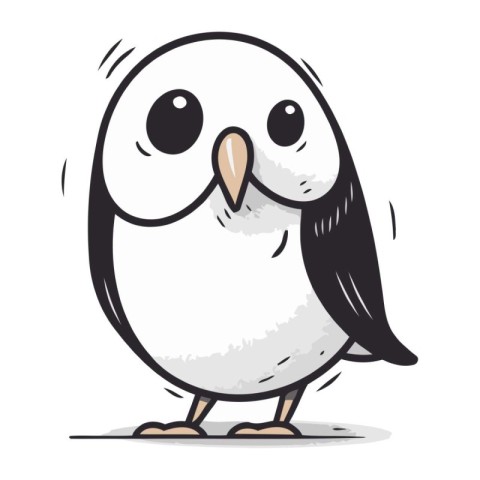 Cute cartoon penguin isolated on white background. Vector illust