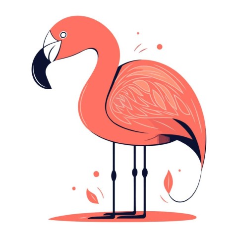 Flamingo. Vector illustration in flat style. Isolated on white b