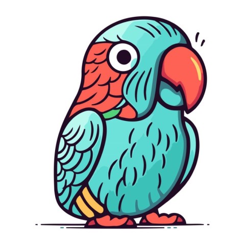 Cute parrot. Vector illustration. Isolated on white background.