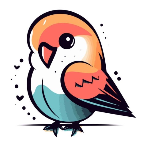 Vector illustration of cute cartoon bullfinch on a white backgro