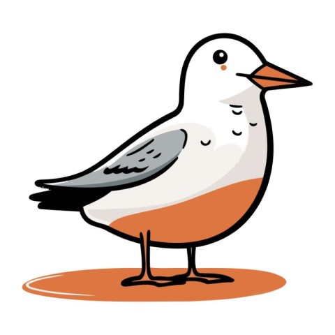 Cartoon seagull on a white background. Vector illustration.