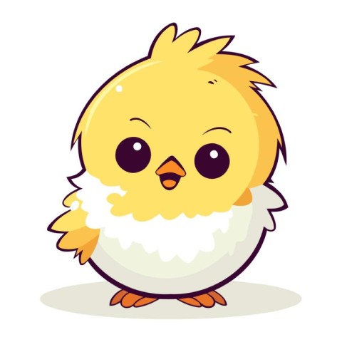 Cute little chick isolated on white background. Vector cartoon i