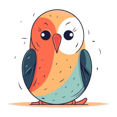 Cute cartoon parrot. Vector illustration. Isolated on white back