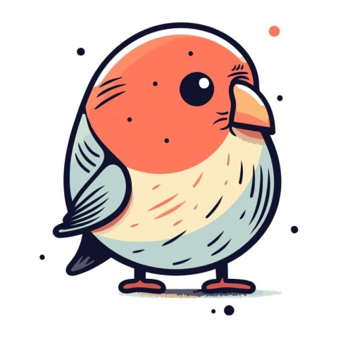 Cute little bird. Vector illustration. Isolated on white backgro