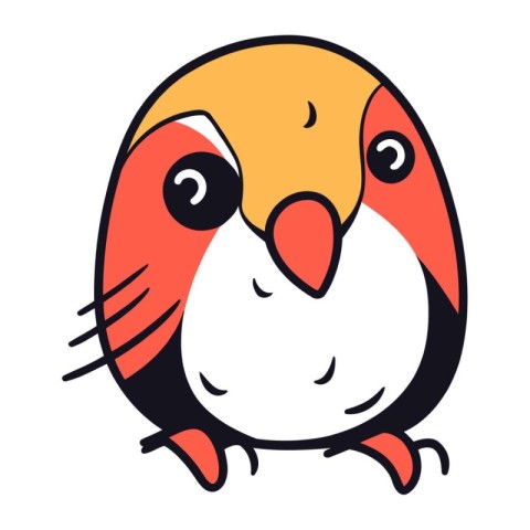 Cute cartoon bird. Vector illustration isolated on a white backg