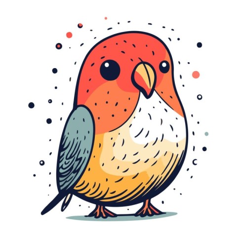 Vector illustration of a cute little bird. Isolated on white bac