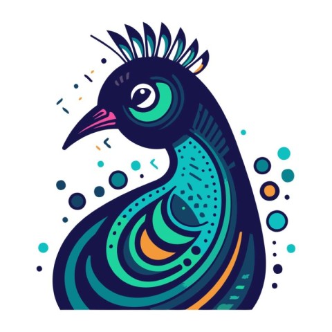 Cute peacock. Vector illustration isolated on a white background