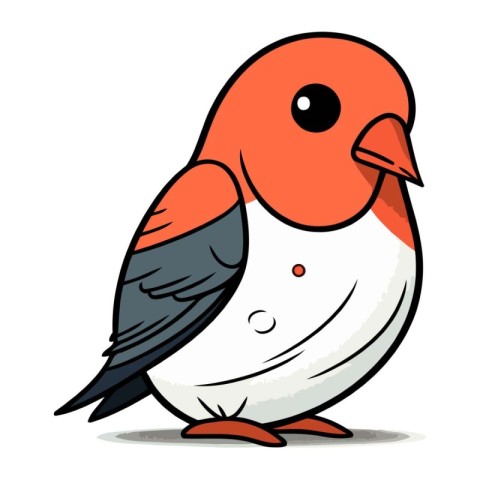 Illustration of a cute bullfinch on a white background.