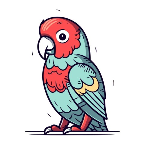 Cute parrot vector illustration. Hand drawn doodle sketch.