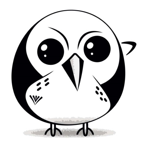 Owl with big eyes. Cute cartoon character. Vector illustration.