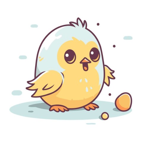 Cute little chick with egg. Vector illustration in cartoon style