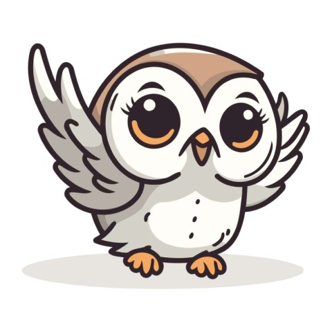 Cute owl cartoon character. Vector illustration isolated on whit