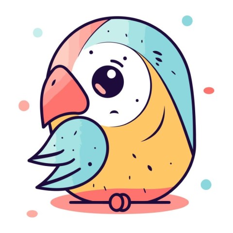 Cute cartoon parrot. Vector illustration in doodle style.