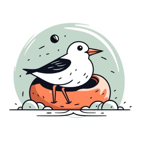 Seagull in an egg. Vector illustration in cartoon style.