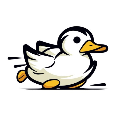 duck running on a white background. vector illustration. isolate