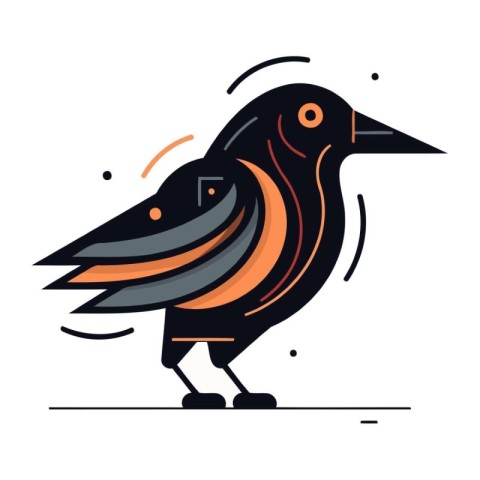 Crow. Bird on white background. Vector illustration in flat styl