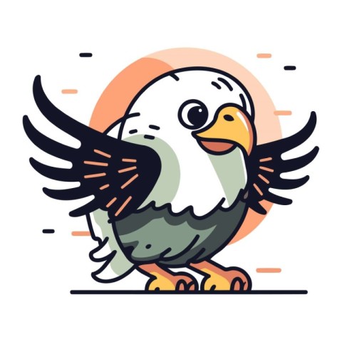 Bald eagle with spread wings. Vector illustration in flat style.