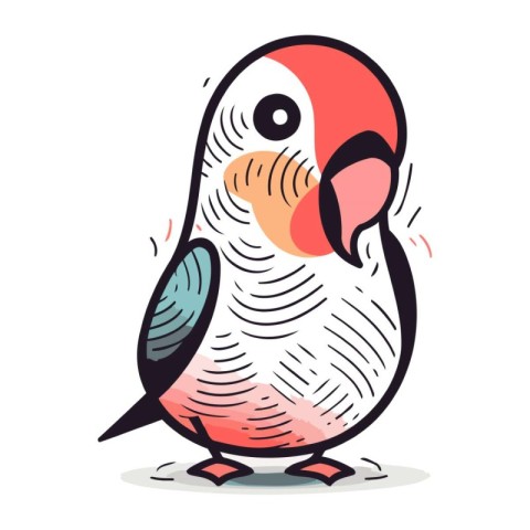 Funny parrot isolated on white background. Vector illustration i