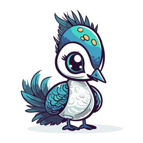 Cute cartoon bird. Vector illustration isolated on a white backg