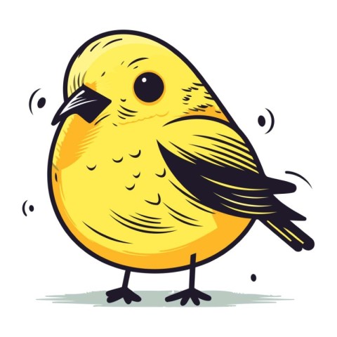 Cute little yellow bird. Vector illustration isolated on white b