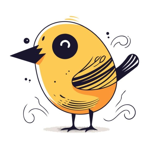 Vector illustration of cute little bird. Hand drawn doodle style