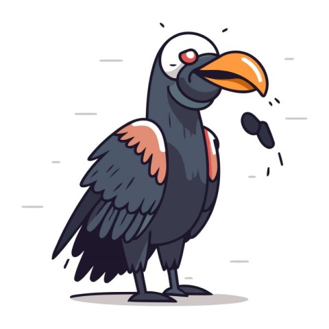 Cute cartoon vulture. Vector illustration of a vulture.