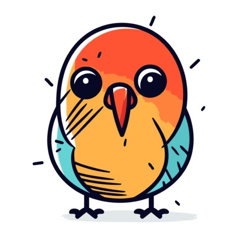 Cute cartoon bird. Vector illustration isolated on a white backg