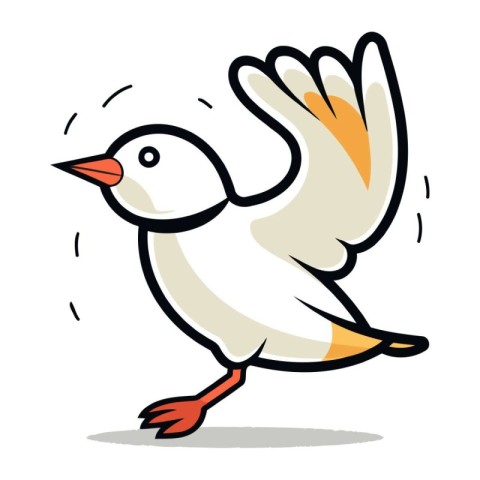 Pigeon flying on a white background. Cartoon vector illustration