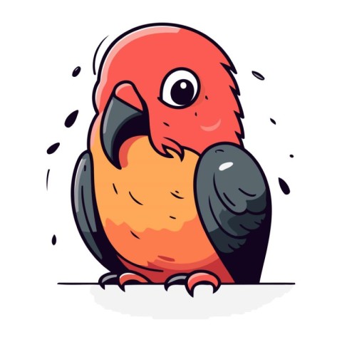 Cute parrot. Hand drawn vector illustration in cartoon style.