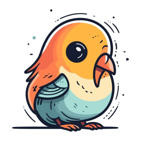 Cute little bird. Hand drawn vector illustration in cartoon styl