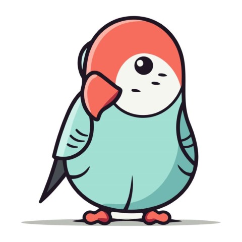 Cute cartoon parrot with a red scarf. Vector illustration.