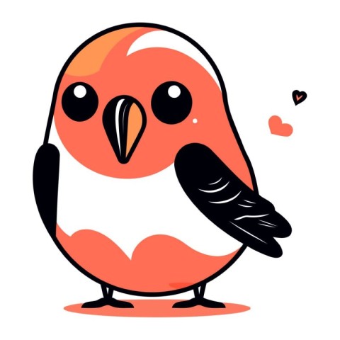 Vector illustration of a cute little red bird on a white backgro