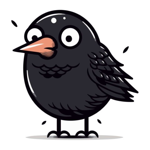 Cute Blackbird Cartoon Mascot Character Vector Illustration.