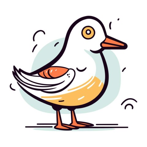 Vector illustration of cute cartoon seagull. Isolated on white b