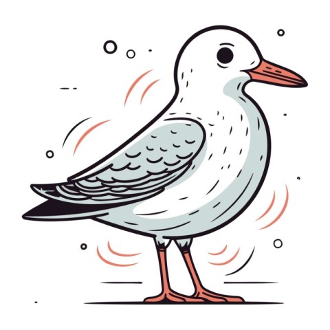 Vector illustration of a seagull isolated on a white background.