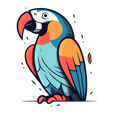 Cartoon parrot. Vector illustration. Isolated on white backgroun