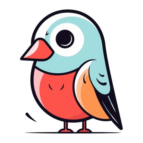 Cute cartoon bird. Vector illustration. Isolated on white backgr