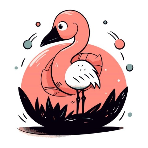 Flamingo. Hand drawn vector illustration. Isolated on white back