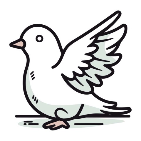 Dove of peace doodle icon. Vector illustration isolated on white